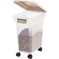 28 Qt. Airtight Pet Food Storage in Almond by IRIS -Kate and Laurel Shop almond iris storage bins 300642 fa 1000