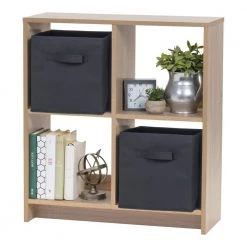 29.8 in. H x 27 in. W x 10 in. D Ash Brown Heavy-Duty Decorative 4 Cube Organizer by IRIS -Kate and Laurel Shop ash brown iris cube storage organizers 596359 4f 1000
