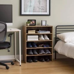 Ash Brown 5-Tier Multi-Purpose Organizer Shelf (23.14 in. L x 11.63 in. W x 31.51 in. H) by IRIS -Kate and Laurel Shop ash brown iris freestanding shelving units 596986 44 1000