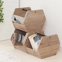 Industrial Sereies Stackable Wooden Storage Basket by IRIS 12 Industrial Sereies Stackable Wooden Storage Basket by IRIS -Kate and Laurel Shop ash brown iris wooden crates 590078 1f 1000