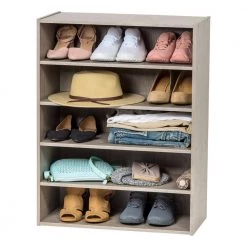 5-Tier Wood Multi-Purpose Organizer Shelf (11.63 in. W x 31.51 in. H x 23.14 in. D) by IRIS 16 5-Tier Wood Multi-Purpose Organizer Shelf (11.63 in. W x 31.51 in. H x 23.14 in. D) by IRIS -Kate and Laurel Shop ash gray iris freestanding shelving units 596987 76 1000