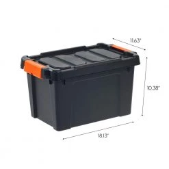 20 Qt. Heavy Duty Plastic Storage Box in Black by IRIS -Kate and Laurel Shop black black orange iris storage bins 500214 fa 1000