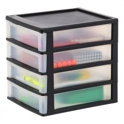 4- Drawer Desktop Storage Unit (Pack of 2) by IRIS -Kate and Laurel Shop black clear iris desk organizers accessories 587019 fa 1000