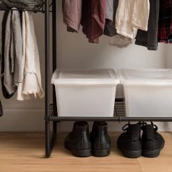 Black Metal Clothes Rack 35.24 in. W x 596 in. H by IRIS -Kate and Laurel Shop black iris clothes racks 586003 1f 1000