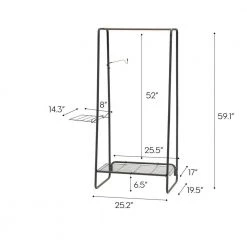 Black Metal Clothes Rack 35.24 in. W x 596 in. H by IRIS -Kate and Laurel Shop black iris clothes racks 586003 fa 1000