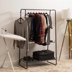 Black Metal Clothes Rack 54.92 in. W x 596 in. H by IRIS -Kate and Laurel Shop black iris clothes racks 586005 66 1000