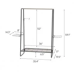 Black Metal Clothes Rack 54.92 in. W x 596 in. H by IRIS -Kate and Laurel Shop black iris clothes racks 586005 76 1000