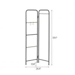 Free-Standing Metal Clothes Organizer, Foldable, Metal Garment Rack, Black, 26.38 in. L x 13.78 in. W x 59.06 in. H by IRIS -Kate and Laurel Shop black iris clothes racks 586038 4f 1000
