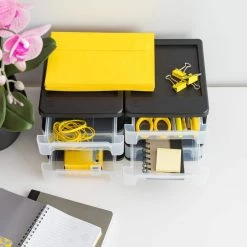 0.8 Gal. Compact 3-Drawer Desktop Organizer in Black (2-Pack) by IRIS -Kate and Laurel Shop black iris desk organizers accessories 587605 4f 1000