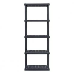 Plastic Rack Shelf with 5-Medium Shelves, Black by IRIS -Kate and Laurel Shop black iris freestanding shelving units 510005 44 1000