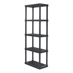 Plastic Rack Shelf with 5-Medium Shelves, Black by IRIS