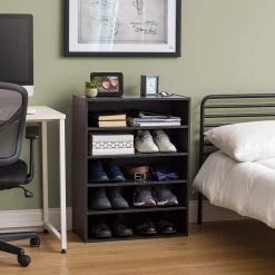 Black 5-Tier Multi-Purpose Organizer Shelf (23.14 in. L x 11.63 in. W x 31.51 in. H) by IRIS -Kate and Laurel Shop black iris freestanding shelving units 596985 1f 1000