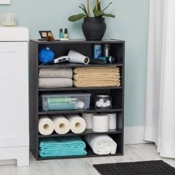 Black 5-Tier Multi-Purpose Organizer Shelf (23.14 in. L x 11.63 in. W x 31.51 in. H) by IRIS -Kate and Laurel Shop black iris freestanding shelving units 596985 4f 1000