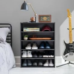 Black 5-Tier Multi-Purpose Organizer Shelf (23.14 in. L x 11.63 in. W x 31.51 in. H) by IRIS -Kate and Laurel Shop black iris freestanding shelving units 596985 76 1000