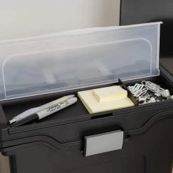 24 Qt. Portable Letter Size File Storage Box in Black by IRIS -Kate and Laurel Shop black iris storage bins 110977 1f 1000
