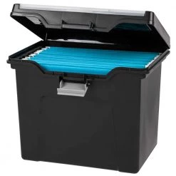 24 Qt. Portable Letter Size File Storage Box in Black by IRIS -Kate and Laurel Shop black iris storage bins 110977 31 1000