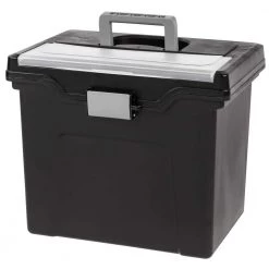 24 Qt. Portable Letter Size File Storage Box in Black by IRIS