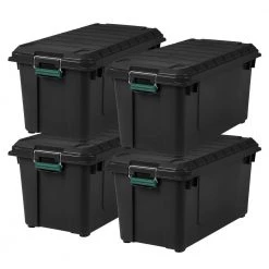 82 Qt. Remington WEATHERTIGHT Store-It-All Storage Bin in Black (4-Pack) by IRIS