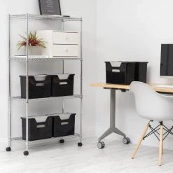 Desktop File Box Medium in Black (5-Pack) by IRIS -Kate and Laurel Shop black iris storage bins 580001 4f 1000