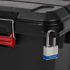 82 Qt. WeatherPro Store-It-All Storage Bin in Black (4-Pack) by IRIS 15 82 Qt. WeatherPro Store-It-All Storage Bin in Black (4-Pack) by IRIS -Kate and Laurel Shop black iris storage bins 585750 4f 1000