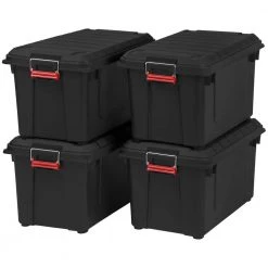 82 Qt. WeatherPro Store-It-All Storage Bin in Black (4-Pack) by IRIS