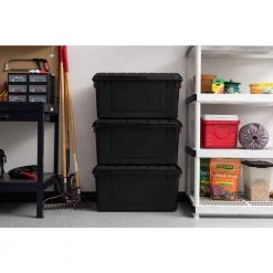 82 Qt. WeatherPro Store-It-All Storage Bin in Black (4-Pack) by IRIS 20 82 Qt. WeatherPro Store-It-All Storage Bin in Black (4-Pack) by IRIS -Kate and Laurel Shop black iris storage bins 585750 d4 1000