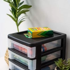 1-Qt. Compact Desktop 4-Drawer System in Black (2-Pack) by IRIS -Kate and Laurel Shop black iris storage bins 586014 1f 1000