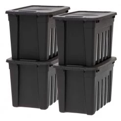 20 Gal. Utility Storage Bin in Black (4-Pack) by IRIS