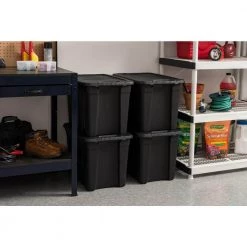 20 Gal. Utility Storage Bin in Black (4-Pack) by IRIS -Kate and Laurel Shop black iris storage bins 586942 c3 1000