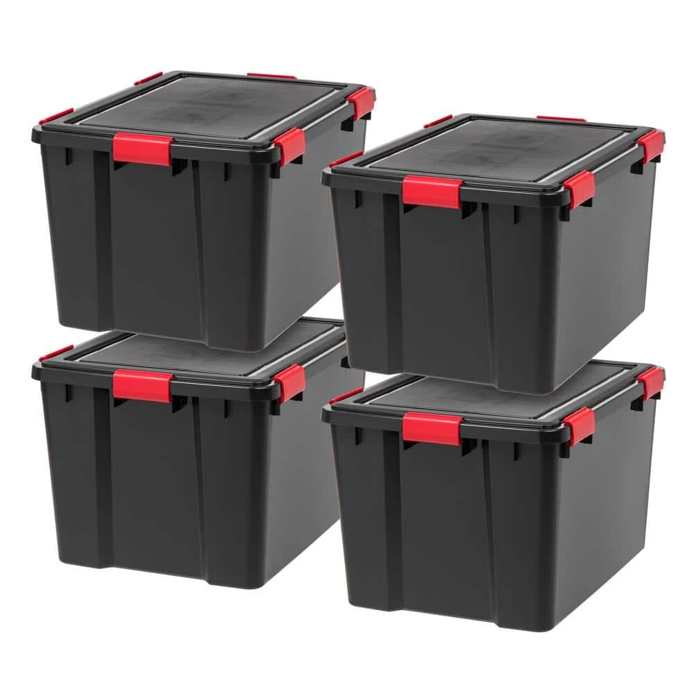 74 Qt. WeatherPro Heavy Duty Tote in Black (4-Pack) by IRIS 3 74 Qt. WeatherPro Heavy Duty Tote in Black (4-Pack) by IRIS