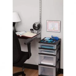 4 Drawer Rolling Storage Cart in Black by IRIS -Kate and Laurel Shop black iris storage drawers 116827 44 1000