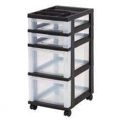 4 Drawer Rolling Storage Cart in Black by IRIS