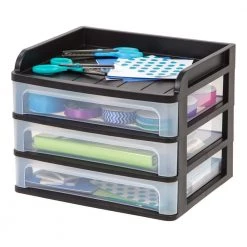 14.25 in. x 11.25 in. Black Medium Desktop Drawer System by IRIS -Kate and Laurel Shop black iris storage drawers 150175 4f 1000