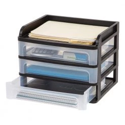 14.25 in. x 11.25 in. Black Medium Desktop Drawer System by IRIS -Kate and Laurel Shop black iris storage drawers 150175 fa 1000