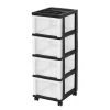 14.25 in. L x 12.05 in. W x 33.56 in. H Medium 4-Drawer Cart with Organizer Top in Black and Pearl by IRIS -Kate and Laurel Shop black iris storage drawers 585002 64 1000