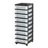 14.25 in. L x 12.05 in. W x 37.75 in. H 9-Drawer Storage Cart with Organizer Top in Black and Pearl by IRIS -Kate and Laurel Shop black iris storage drawers 585005 64 1000