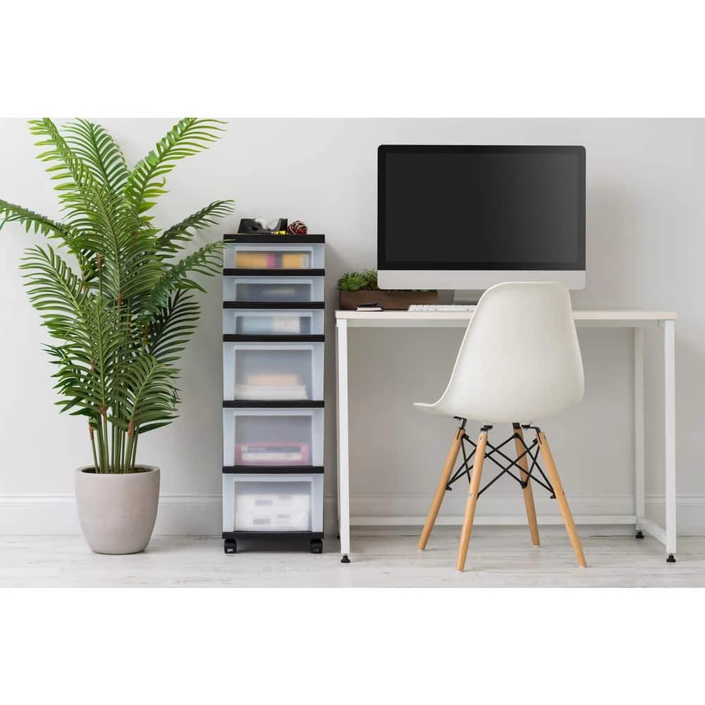 14.25 in. D x 12.05 in. W x 37.75 in. H 6-Drawer Storage Cart with Organizer Top in Black and Pearl by IRIS 10 14.25 in. D x 12.05 in. W x 37.75 in. H 6-Drawer Storage Cart with Organizer Top in Black and Pearl by IRIS - Image 8