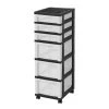14.25 in. D x 12.05 in. W x 37.75 in. H 6-Drawer Storage Cart with Organizer Top in Black and Pearl by IRIS -Kate and Laurel Shop black iris storage drawers 585009 64 1000