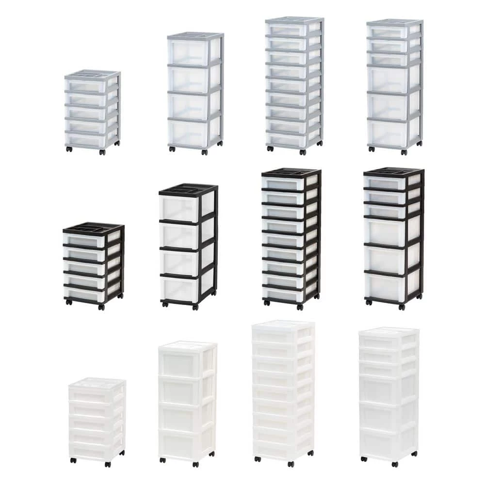 14.25 in. D x 12.05 in. W x 37.75 in. H 6-Drawer Storage Cart with Organizer Top in Black and Pearl by IRIS 9 14.25 in. D x 12.05 in. W x 37.75 in. H 6-Drawer Storage Cart with Organizer Top in Black and Pearl by IRIS - Image 7