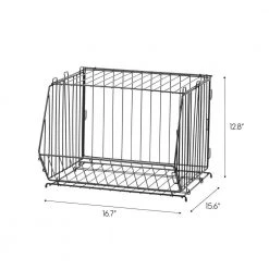 Black Modular Wire Stacking Storage Basket by IRIS 11 Black Modular Wire Stacking Storage Basket by IRIS -Kate and Laurel Shop black iris wire closet drawers 588950 44 1000
