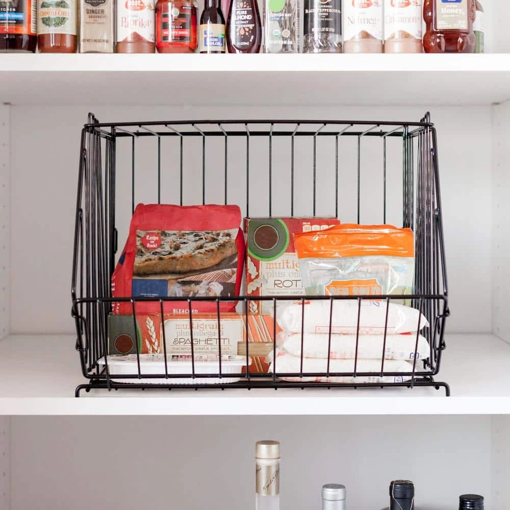 Black Modular Wire Stacking Storage Basket by IRIS 5 Black Modular Wire Stacking Storage Basket by IRIS - Image 3