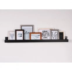 Levie 3 in. x 42 in. x 4 in. Black MDF Decorative Wall Shelf by Kate and Laurel 12 Levie 3 in. x 42 in. x 4 in. Black MDF Decorative Wall Shelf by Kate and Laurel -Kate and Laurel Shop black kate and laurel decorative shelving 210294 1f 1000