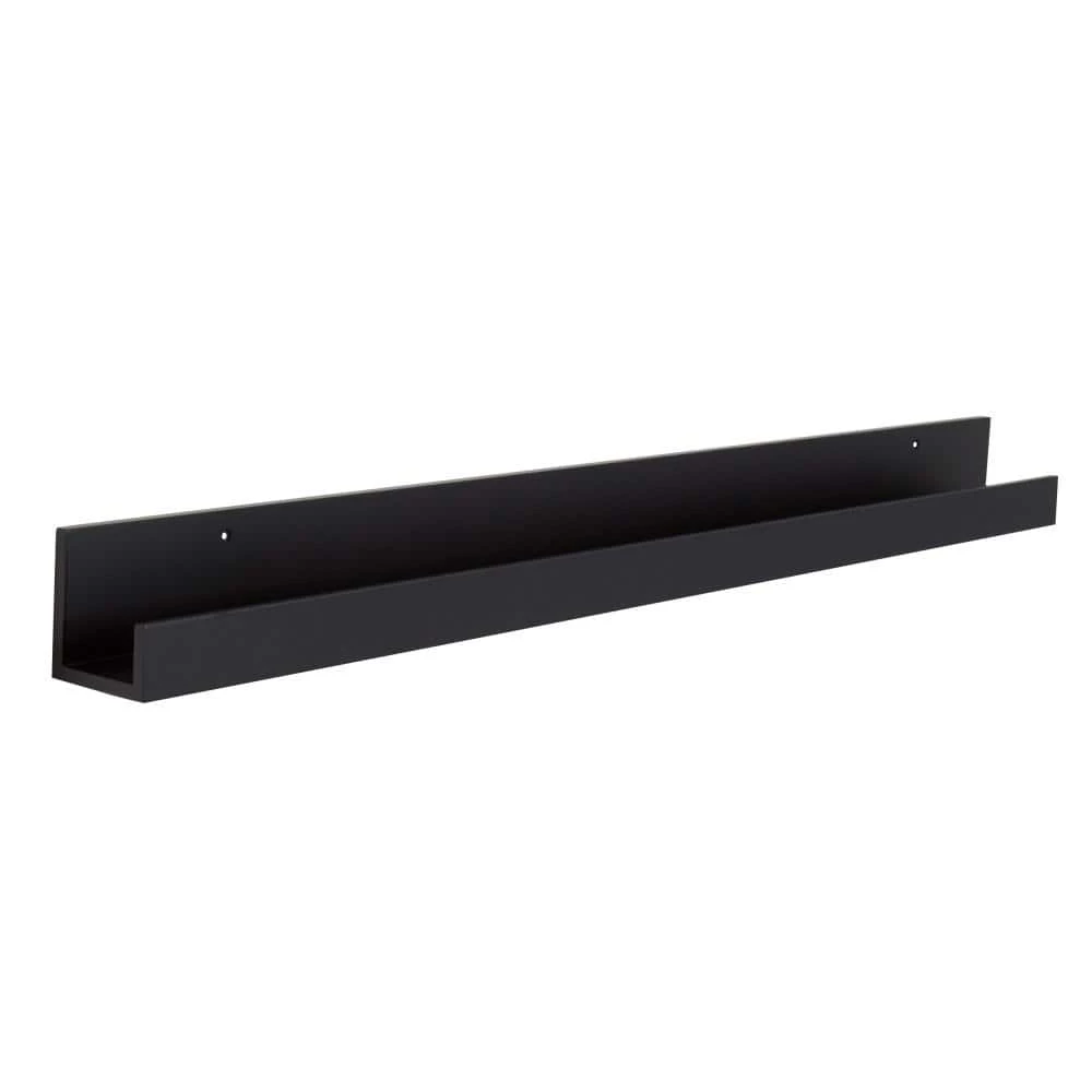 Levie 3 in. x 42 in. x 4 in. Black MDF Decorative Wall Shelf by Kate and Laurel 3 Levie 3 in. x 42 in. x 4 in. Black MDF Decorative Wall Shelf by Kate and Laurel