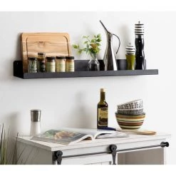 Mezzo 36 in. x 3 in. x 4 in. Black Decorative Wall Shelf by Kate and Laurel -Kate and Laurel Shop black kate and laurel decorative shelving 215860 31 1000