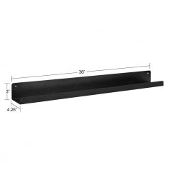 Mezzo 36 in. x 3 in. x 4 in. Black Decorative Wall Shelf by Kate and Laurel -Kate and Laurel Shop black kate and laurel decorative shelving 215860 fa 1000