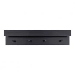 Levie 8 in. x 36 in. x 5 in. Black MDF Floating Decorative Wall Shelf with Hooks Without Brackets by Kate and Laurel 11 Levie 8 in. x 36 in. x 5 in. Black MDF Floating Decorative Wall Shelf with Hooks Without Brackets by Kate and Laurel -Kate and Laurel Shop black kate and laurel decorative shelving 216488 c3 1000