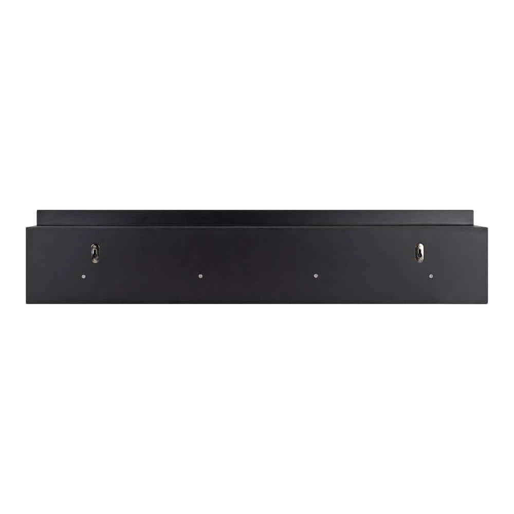 Levie 8 in. x 36 in. x 5 in. Black MDF Floating Decorative Wall Shelf with Hooks Without Brackets by Kate and Laurel 4 Levie 8 in. x 36 in. x 5 in. Black MDF Floating Decorative Wall Shelf with Hooks Without Brackets by Kate and Laurel - Image 2