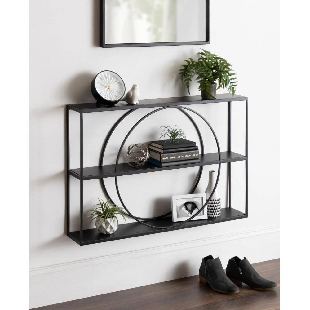 Pirzada 36 in. x 24 in. x 6 in. Black Decorative Wall Shelf by Kate and Laurel 9 Pirzada 36 in. x 24 in. x 6 in. Black Decorative Wall Shelf by Kate and Laurel - Image 7