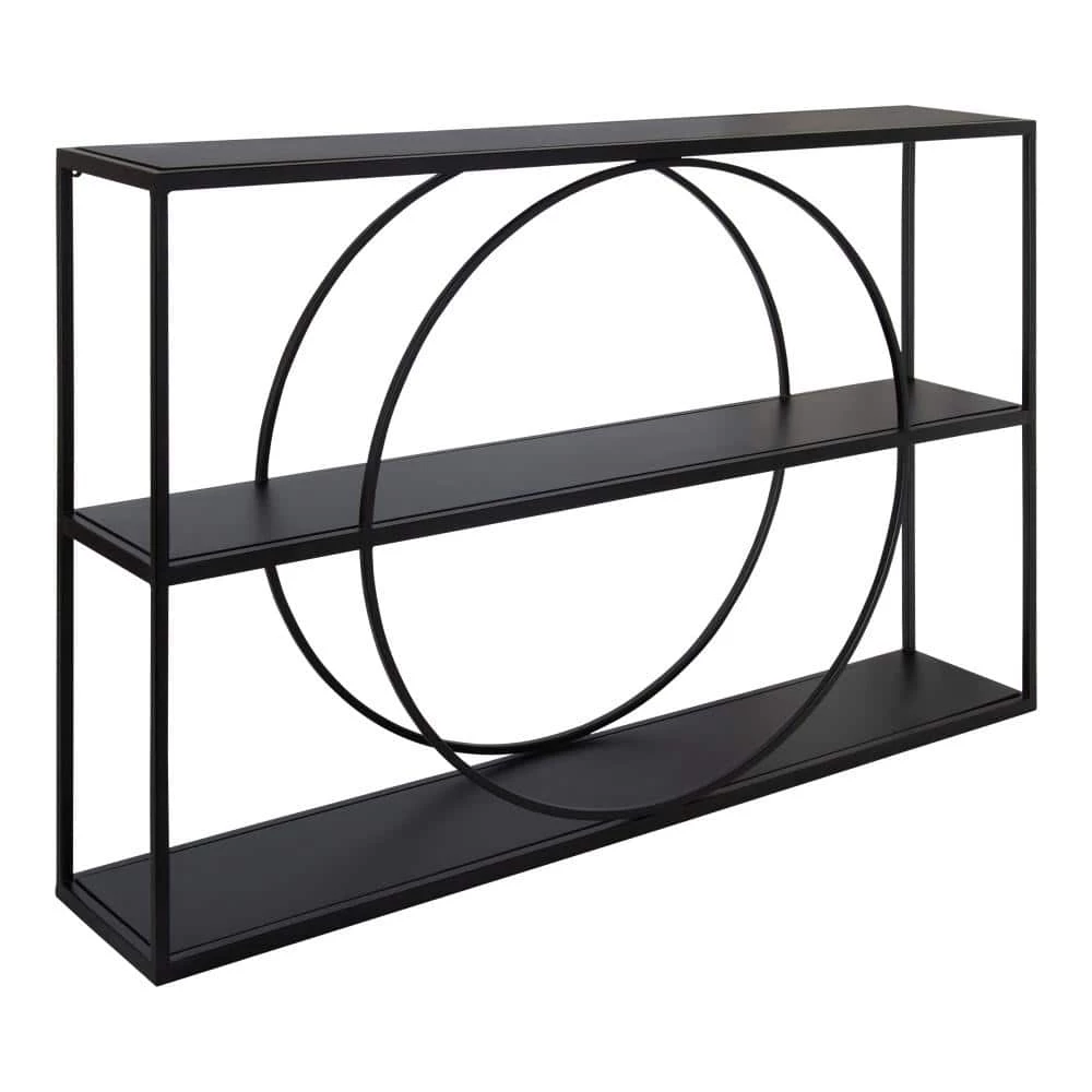 Pirzada 36 in. x 24 in. x 6 in. Black Decorative Wall Shelf by Kate and Laurel 3 Pirzada 36 in. x 24 in. x 6 in. Black Decorative Wall Shelf by Kate and Laurel