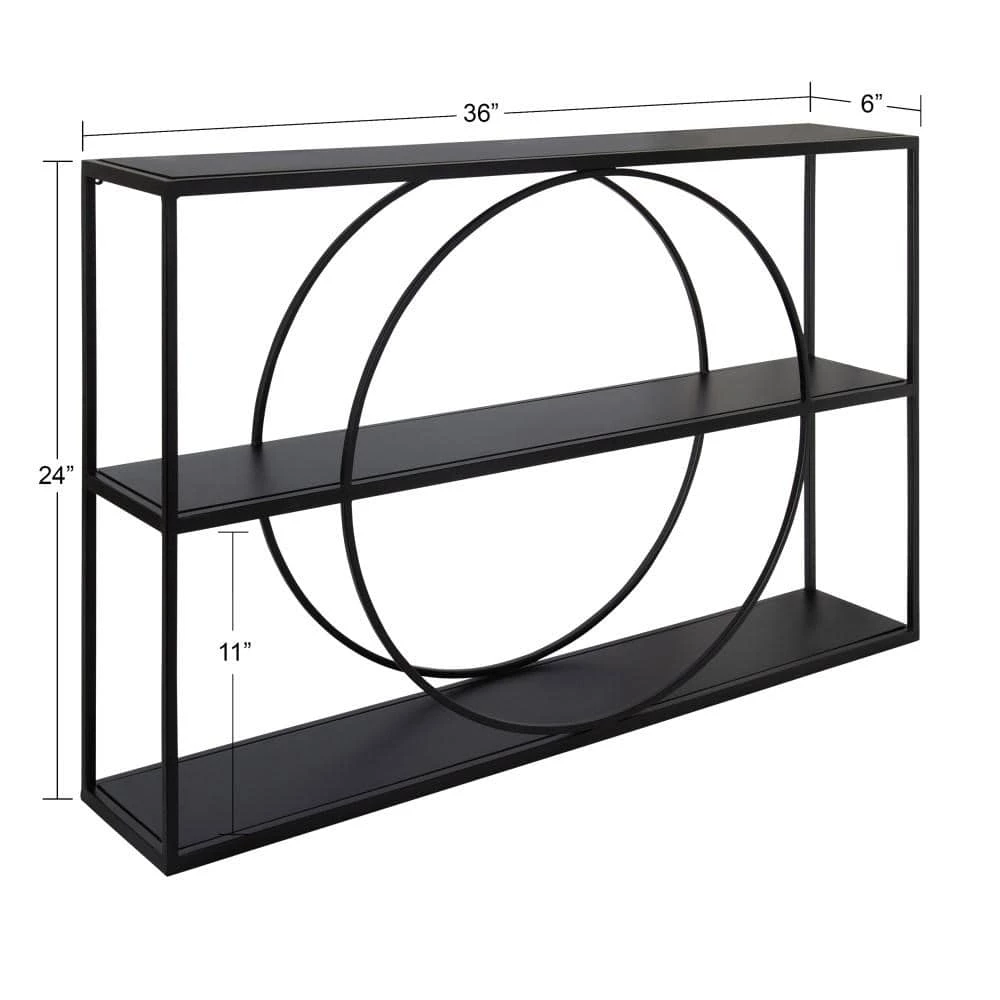 Pirzada 36 in. x 24 in. x 6 in. Black Decorative Wall Shelf by Kate and Laurel 4 Pirzada 36 in. x 24 in. x 6 in. Black Decorative Wall Shelf by Kate and Laurel - Image 2